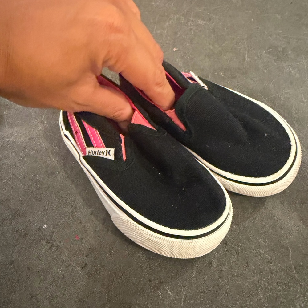 Hurley Black and Pink Slip-On Shoes